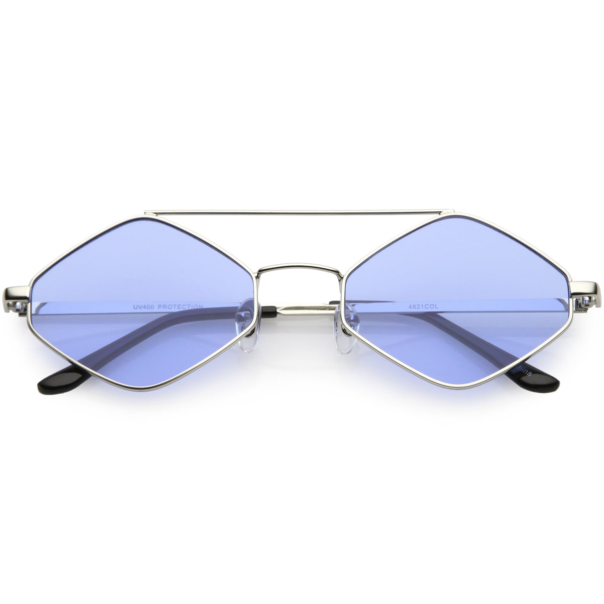 Retro Hexagon Diamond Shaped Color Toned Flat Lens Sunglasses C754